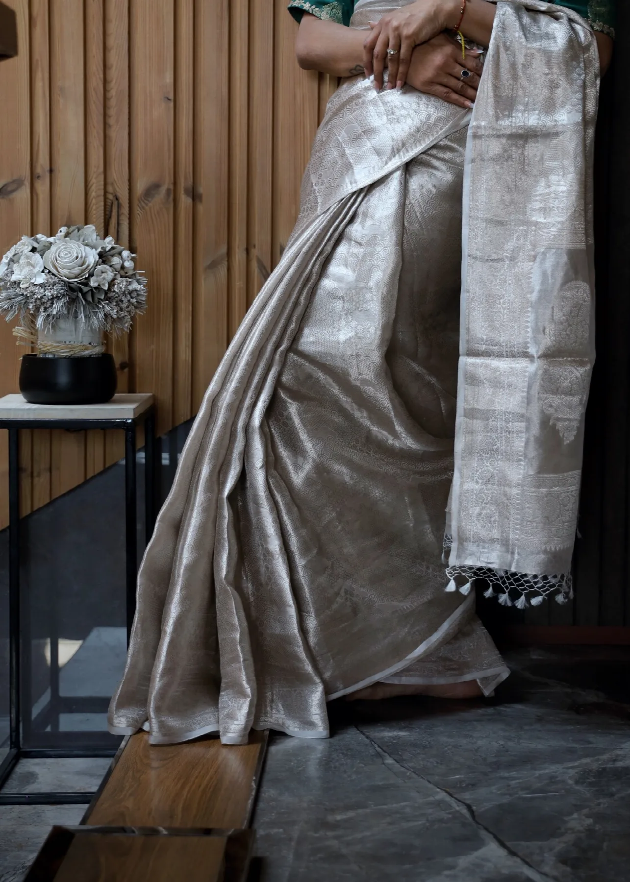 Silver Tissue Silk reshami jaal