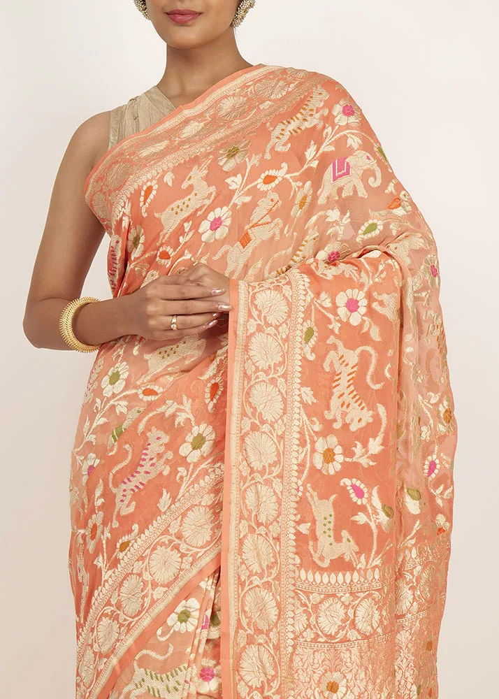 Khaddi Georgette Shikargah Ombre Orange - alternate