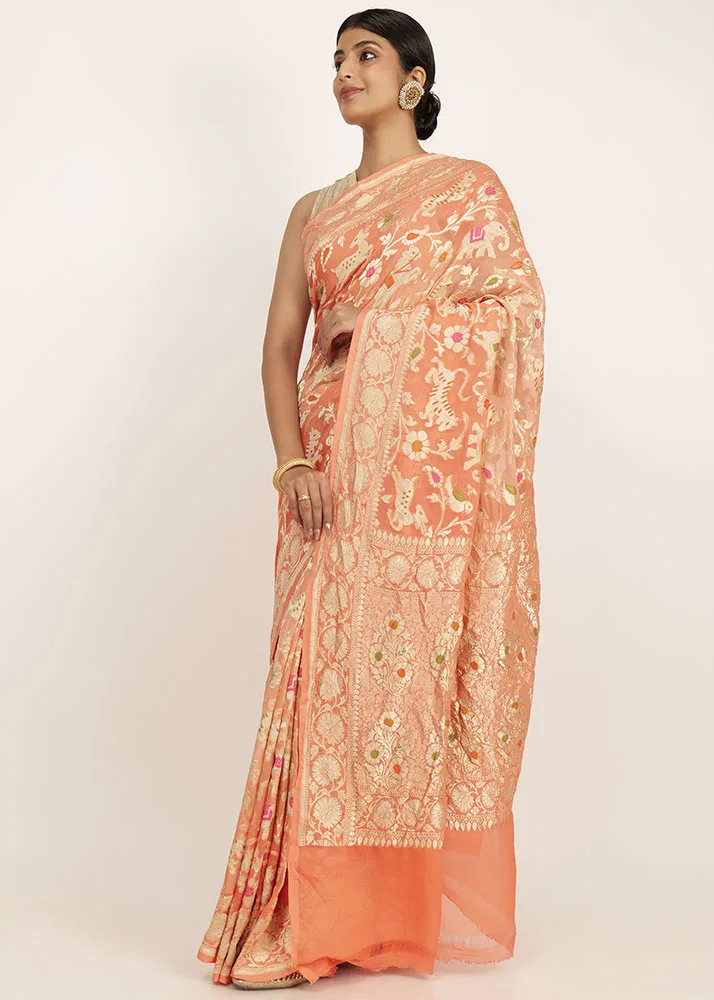 Khaddi Georgette Shikargah Ombre Orange