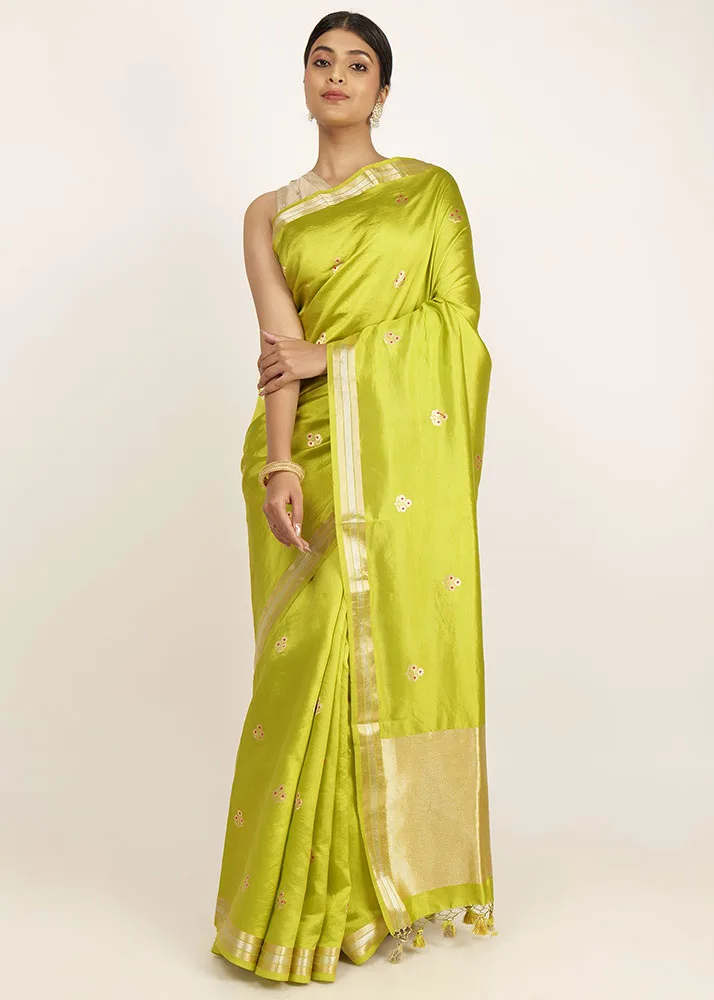 Lime Green 3 Flower Meena Booti