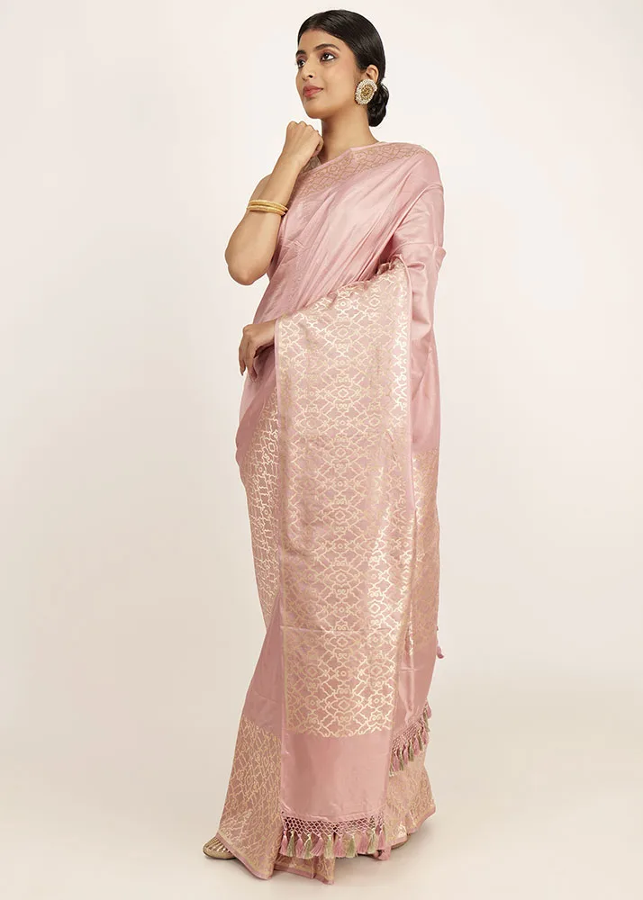 Pastel Pink Katan Geometric Jaal