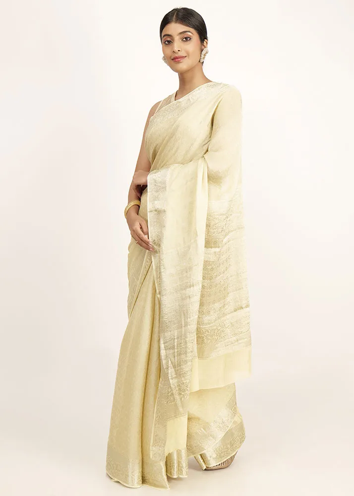 Pastel Yellow Georgette Full Zari