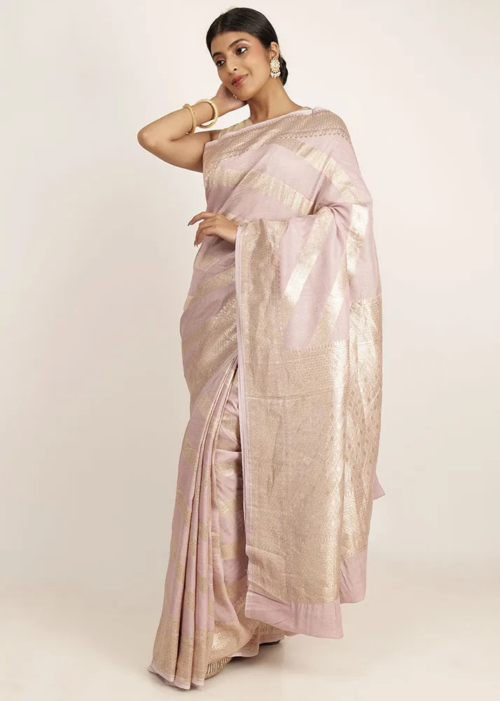 Pure Tusser Diagonal Jaal Pink